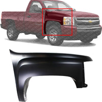 Front Fender Primed Steel Right Passenger Side Direct Replacement Compatible With 2007-2013 Chevrolet Silverado 1500/2007-2014 2500 3500 GM1241341 22977474