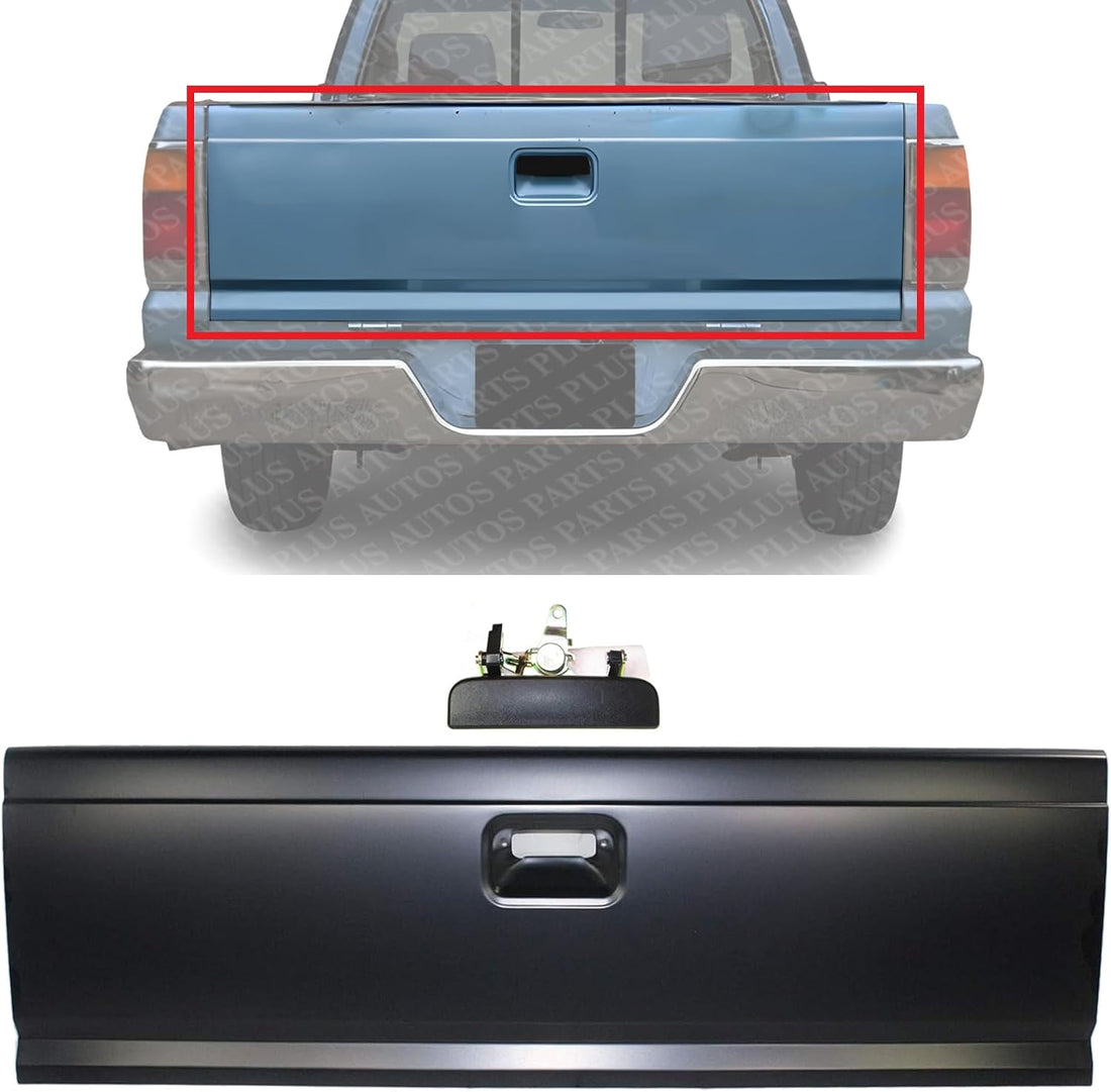 Tailgate Primed Steel + Handle Textured Plastic Direct Replacement Compatible with 1986-1987 Mazda Pickup MA1900101 MA1915104 UB4165610 UE5465750A