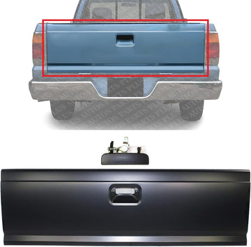 Tailgate Primed Steel + Handle Textured Plastic Direct Replacement Compatible with 1986-1987 Mazda Pickup MA1900101 MA1915104 UB4165610 UE5465750A