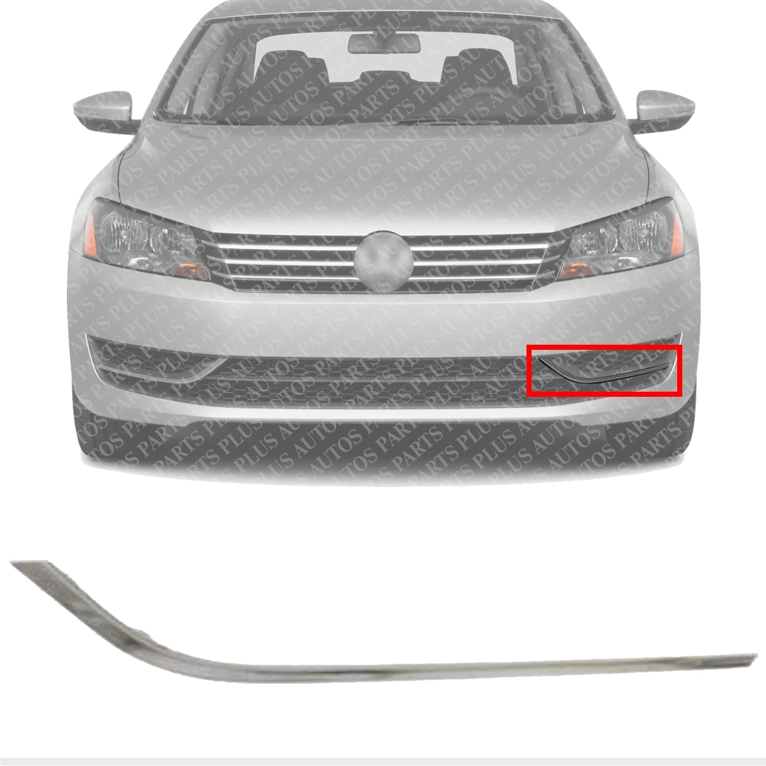 Front Bumper Molding Chrome Left Driver Side Direct Replacement Compatible With 2012-2015 Volkswagen Passat VW1046107 5618531012ZZ