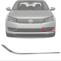 Front Bumper Molding Chrome Left Driver Side Direct Replacement Compatible With 2012-2015 Volkswagen Passat VW1046107 5618531012ZZ
