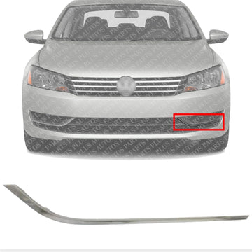 Front Bumper Molding Chrome Left Driver Side Direct Replacement Compatible With 2012-2015 Volkswagen Passat VW1046107 5618531012ZZ