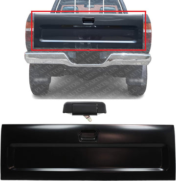 Tailgate Shell Primed Steel + Handle Textured Plastic Direct Replacement Compatible with 1989-1995 Toyota Pickup TO1900102 TO1915101 6570089000 6909089102