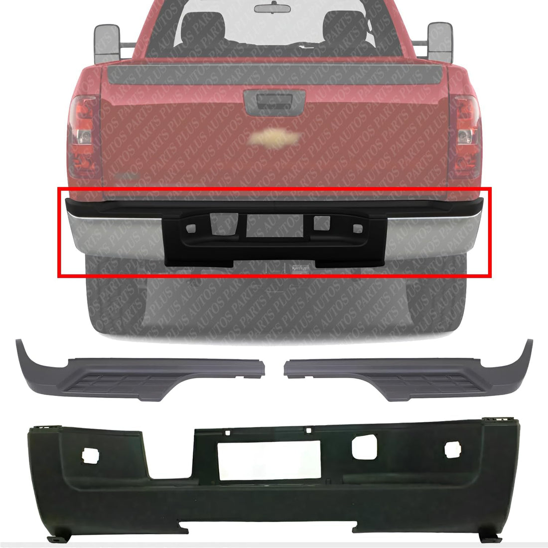 ear Bumper Center + Outer Step Pads Right Passenger & Left Driver Side Direct Replacement Compatible With 2007-2014 Chevrolet Silverado/GMC Sierra 2500HD 3500HD GM1191129