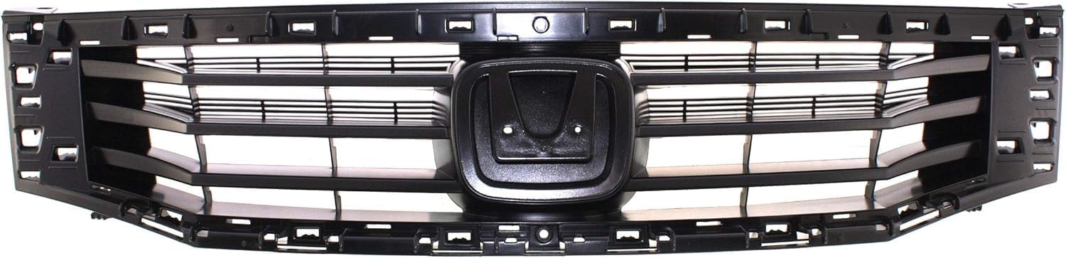 Front Bumper Cover Primed + Grille Primed Shell & Insert with Chrome Molding Direct Replacement Compatible with 2008-2010 Honda Accord