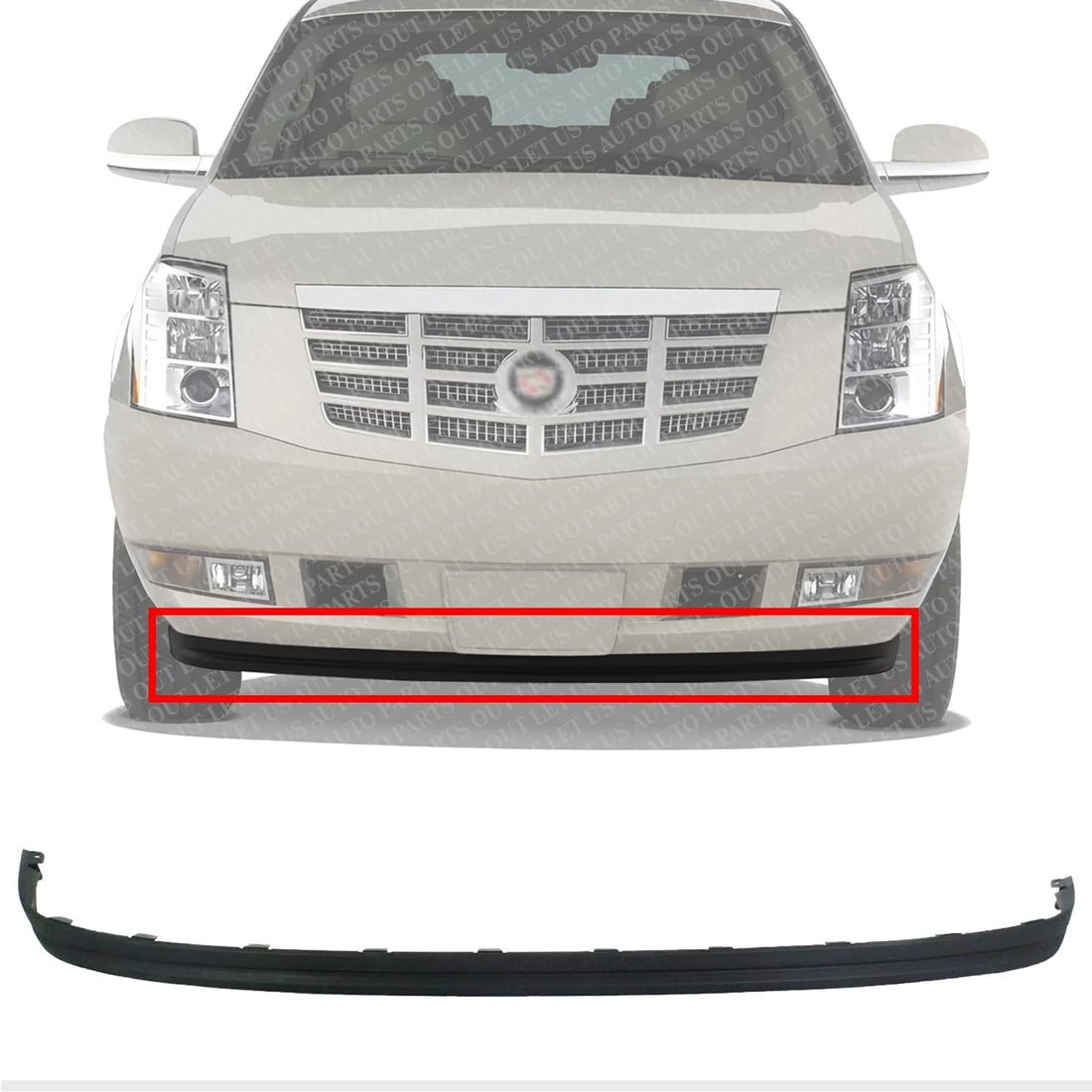 Front Bumper Lower Valance Air Deflector Textured Direct Replacement Compatible With 2007-2014 Cadillac Escalade GM1092222 15138234