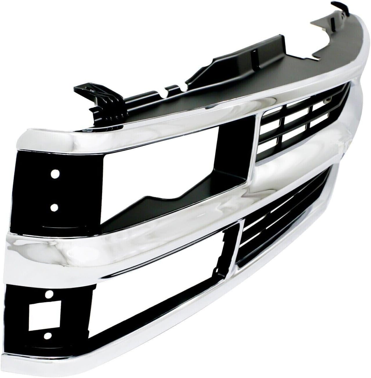 Front Grille Chrome Shell & Insert With Dual Beam Headlamp Direct Replacement Compatible With 1994-2000 Chevrolet / 1994-1999 Suburban C/K Series GM1200238 15981106