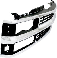 Front Grille Chrome Shell & Insert With Dual Beam Headlamp Direct Replacement Compatible With 1994-2000 Chevrolet / 1994-1999 Suburban C/K Series GM1200238 15981106
