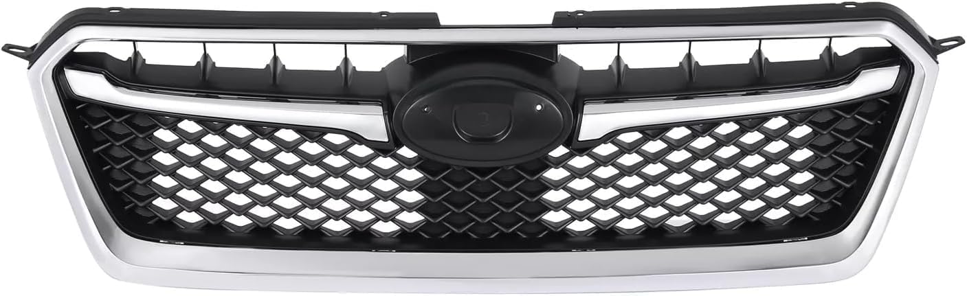 Front Bumper Cover Primed + Upper Grilles Textured Black Shell & Insert With Chrome Moldings+ Head Lights Left & Right Side Direct Replacement Compatible With 2015-2016 Subaru Impreza
