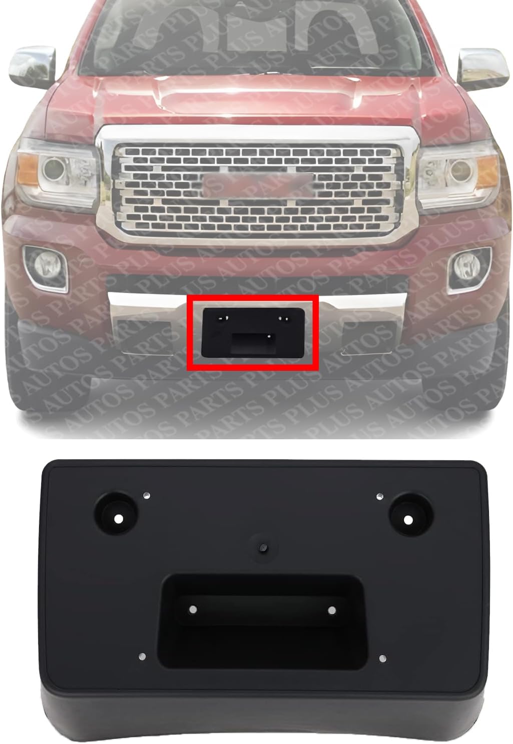Front License Plate Bracket Textured Direct Replacement Compatible with 2015-2020 GMC Canyon GM1068169 22891636