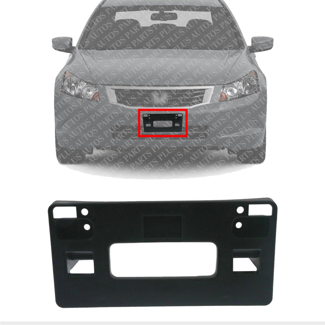 Front License Plate Bracket Textured Direct Replacement Compatible with 2008-2012 Honda Accord HO1068112 71145TA0A00