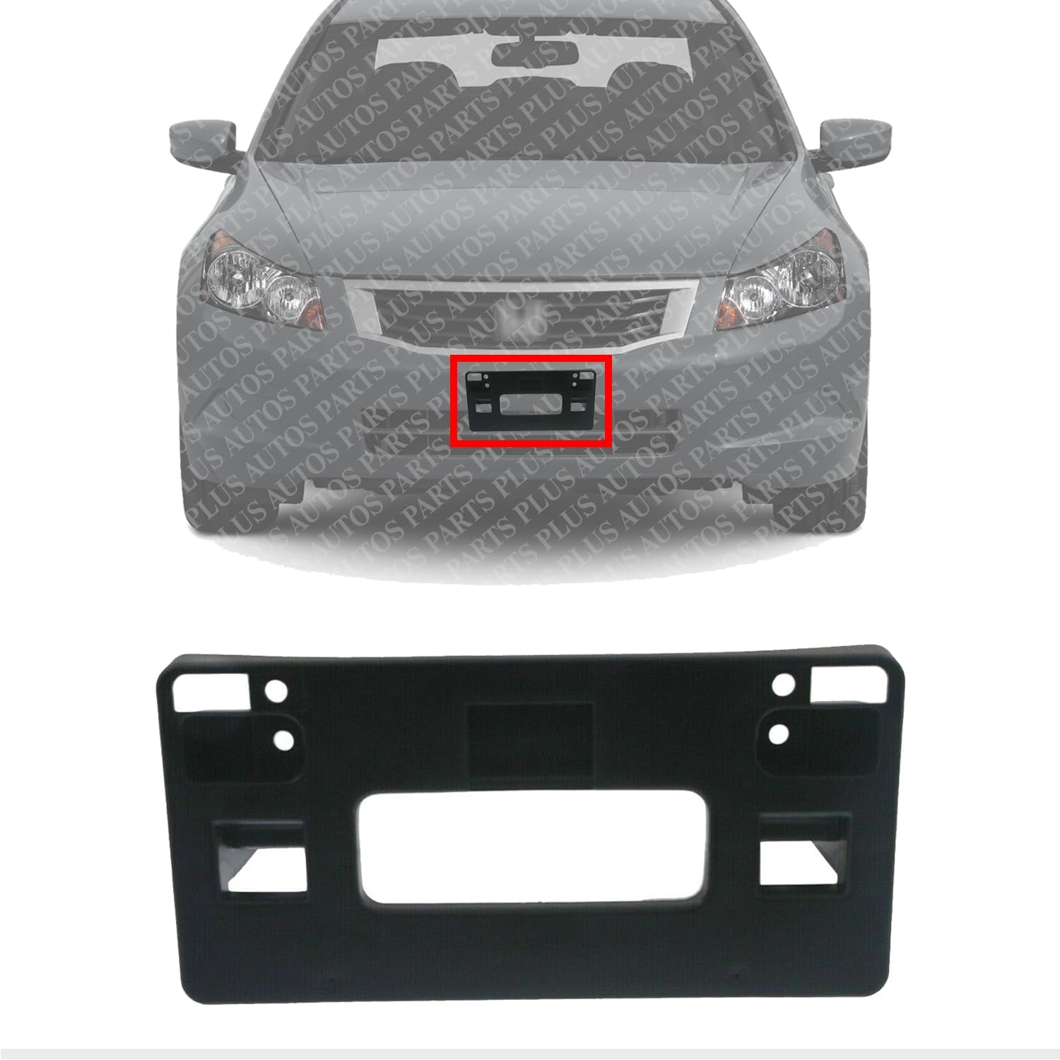 Front License Plate Bracket Textured Direct Replacement Compatible with 2008-2012 Honda Accord HO1068112 71145TA0A00