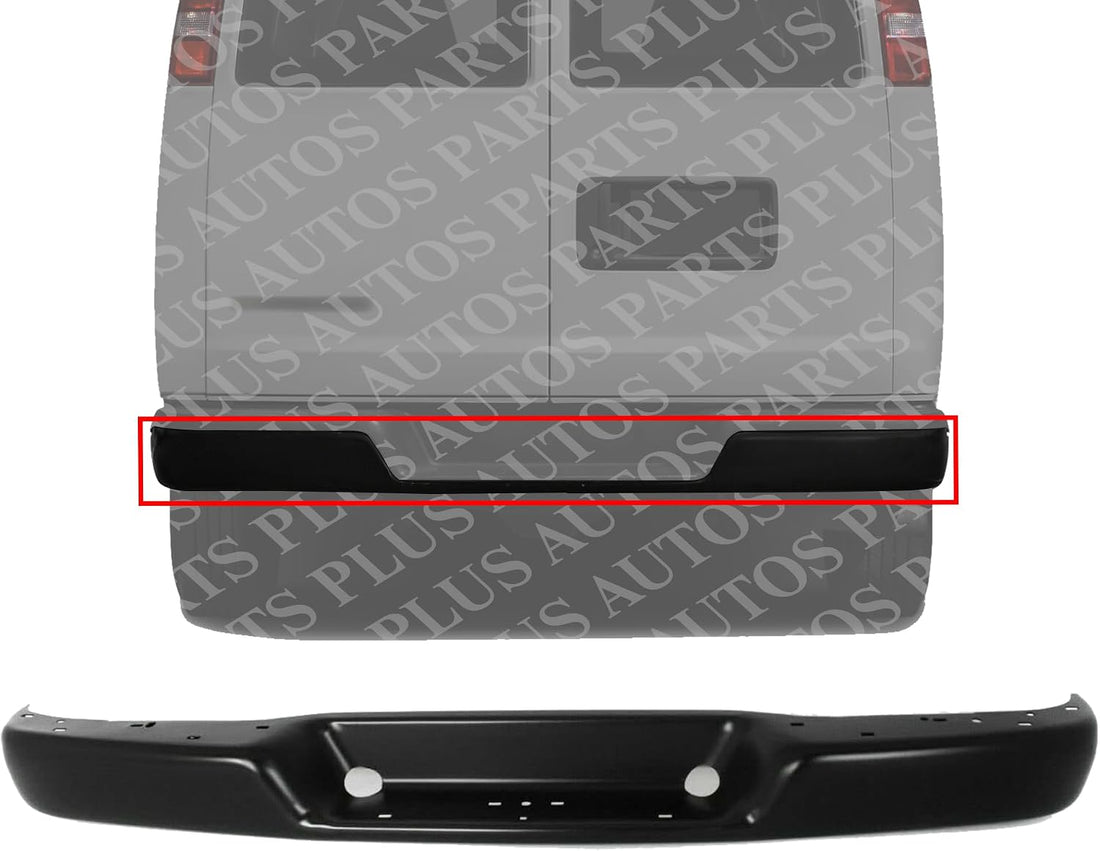 Rear Bumper Face Bar Only Primed Steel Direct Replacement Compatible With 2003-2012 Chevrolet Express/GMC Savana 1500/2003-2023 2500 3500 GM1102553 25962241