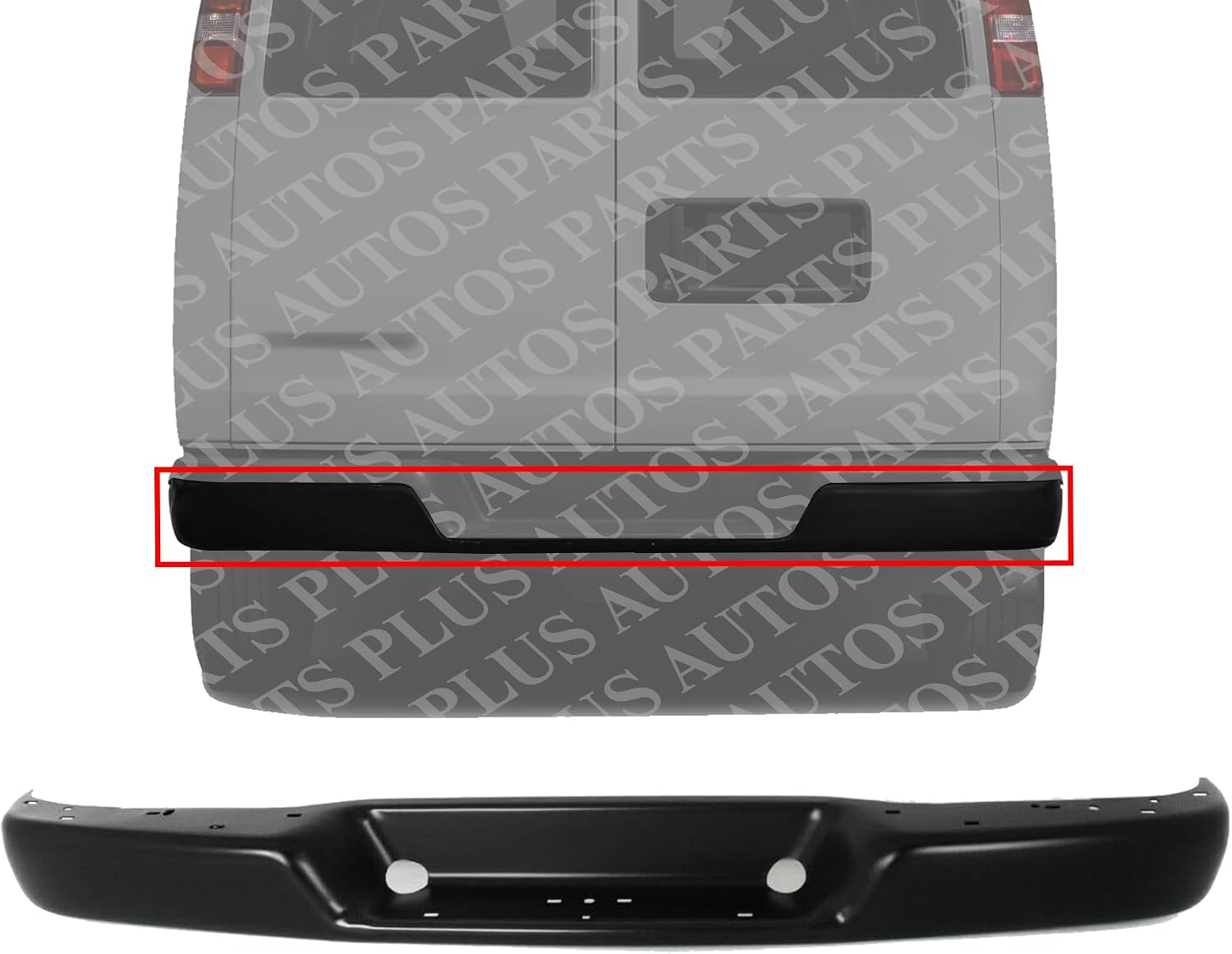 Rear Bumper Face Bar Only Primed Steel Direct Replacement Compatible With 2003-2012 Chevrolet Express/GMC Savana 1500/2003-2023 2500 3500 GM1102553 25962241