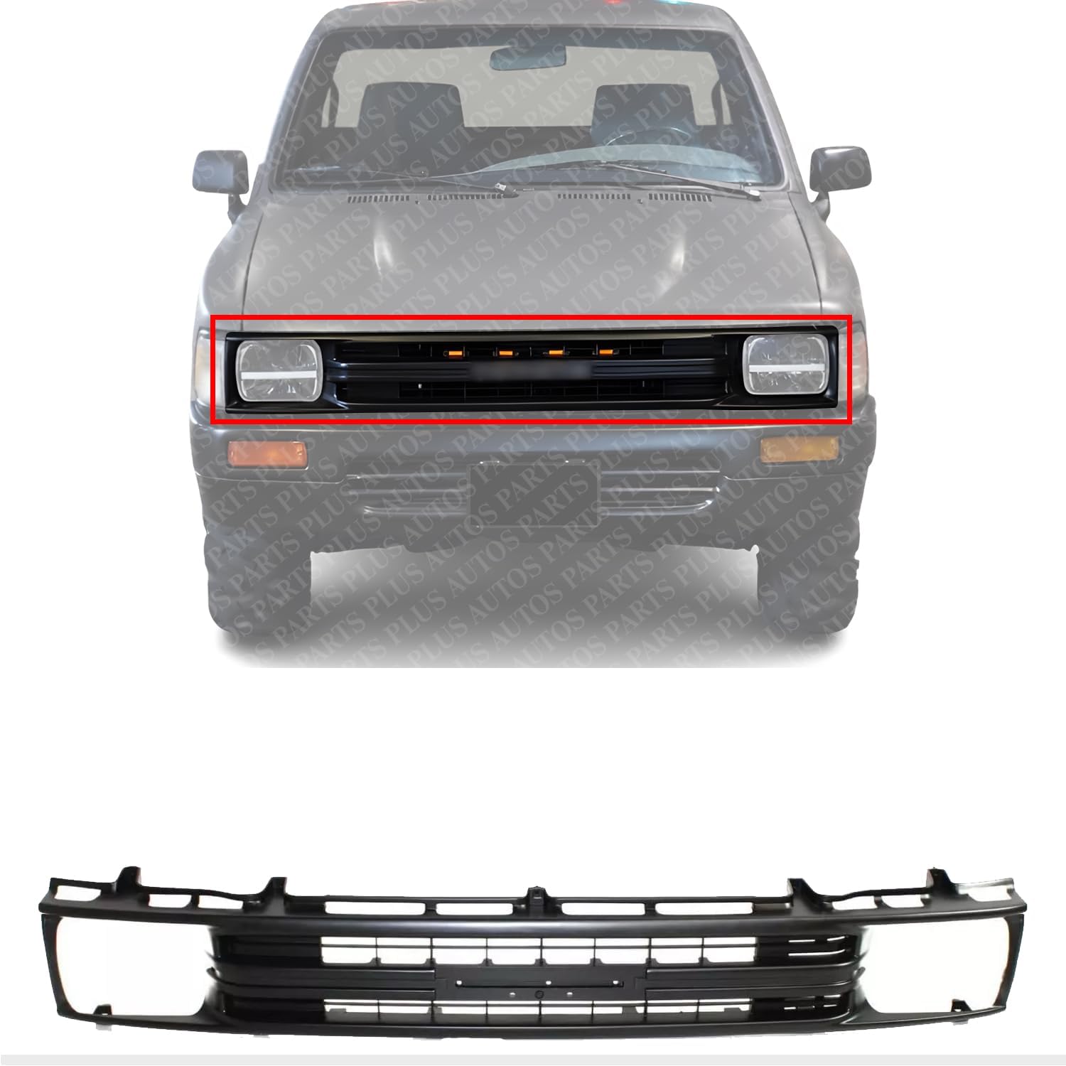 Front Grille Primed Shell And Insert Direct Replacement Compatible With 1989-1991 Toyota Pickup TO1200134 5311189131