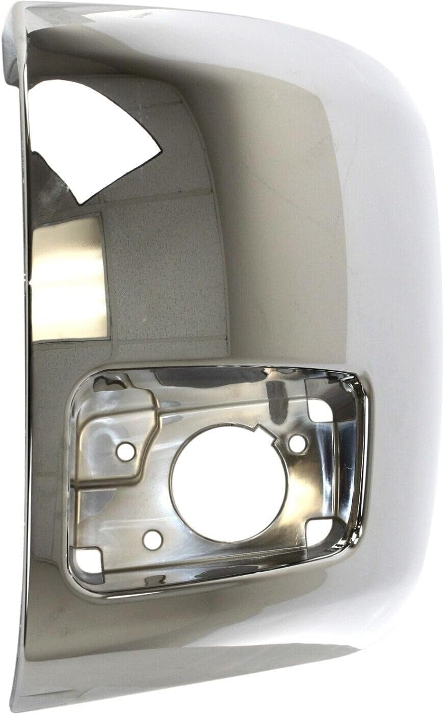 Front Bumper End Cap Chrome Plastic Left Driver Side With Fog Light Holes Direct Replacement Compatible With 2007-2013 Chevrolet Silverado 1500 GM1004156 20985757