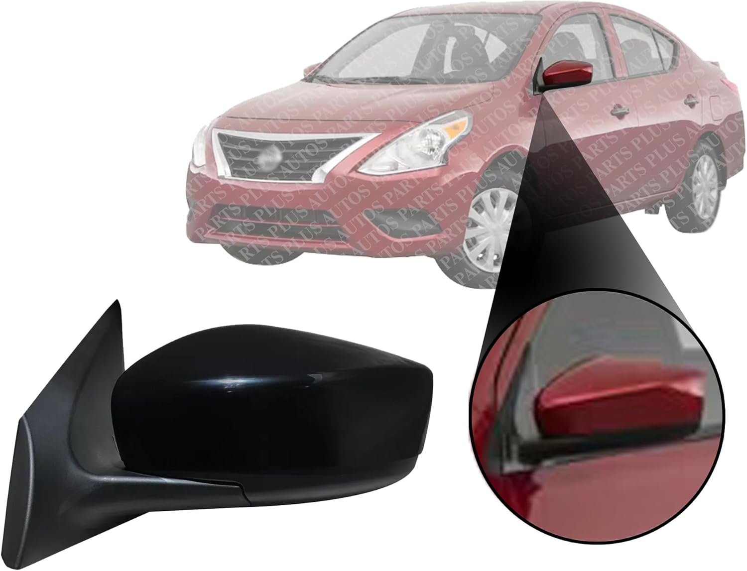 Front Power Manual Folding Mirror Without Signal Light Primed Left Driver Side Direct Replacement Compatible With 2015-2019 Nissan Versa NI1320257 963029KK1A-PFM 963749KK1H