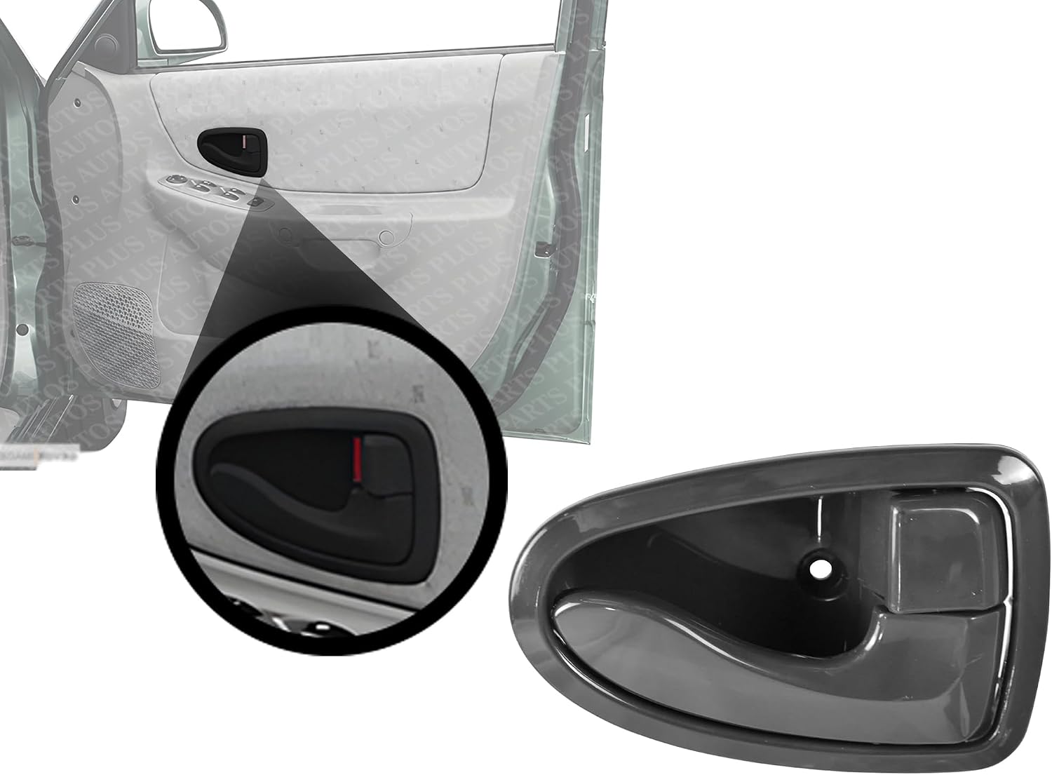 Front Or Rear Interior Door Handle Gray Plastic Right Passenger Side Direct Replacement Compatible with 2000-2006 Hyundai Accent HY1353112 8262025000YN