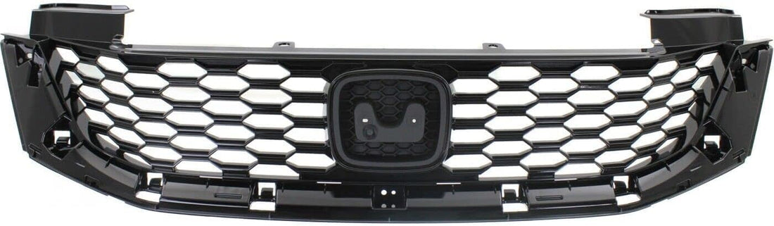 Front Bumper Upper Grille Painted Black Shell And Insert Direct Replacement Compatible With 2013-2015 Honda Accord HO1200217 71121T3LA01