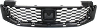 Front Bumper Upper Grille Painted Black Shell And Insert Direct Replacement Compatible With 2013-2015 Honda Accord HO1200217 71121T3LA01