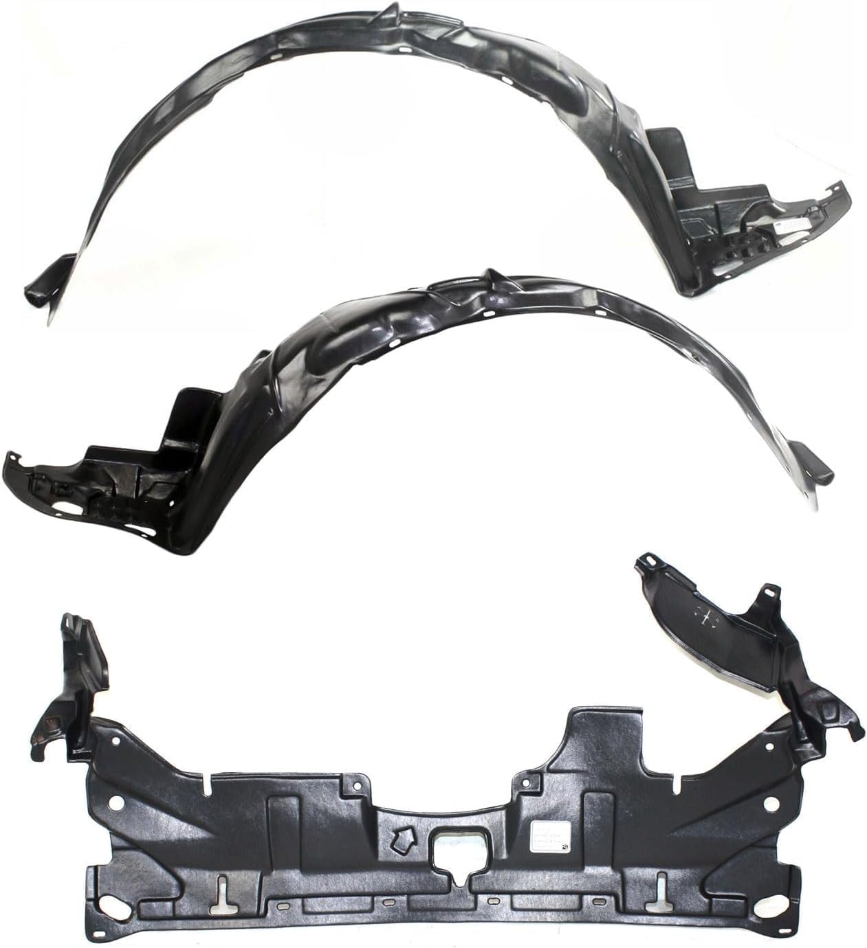 Front Engine Splash Shield Under Cover + Fender Liners Left Driver & Right Passenger Side Direct Replacement Compatible with 2003-2007 Honda Accord HO1228117 HO1248114 HO1249114