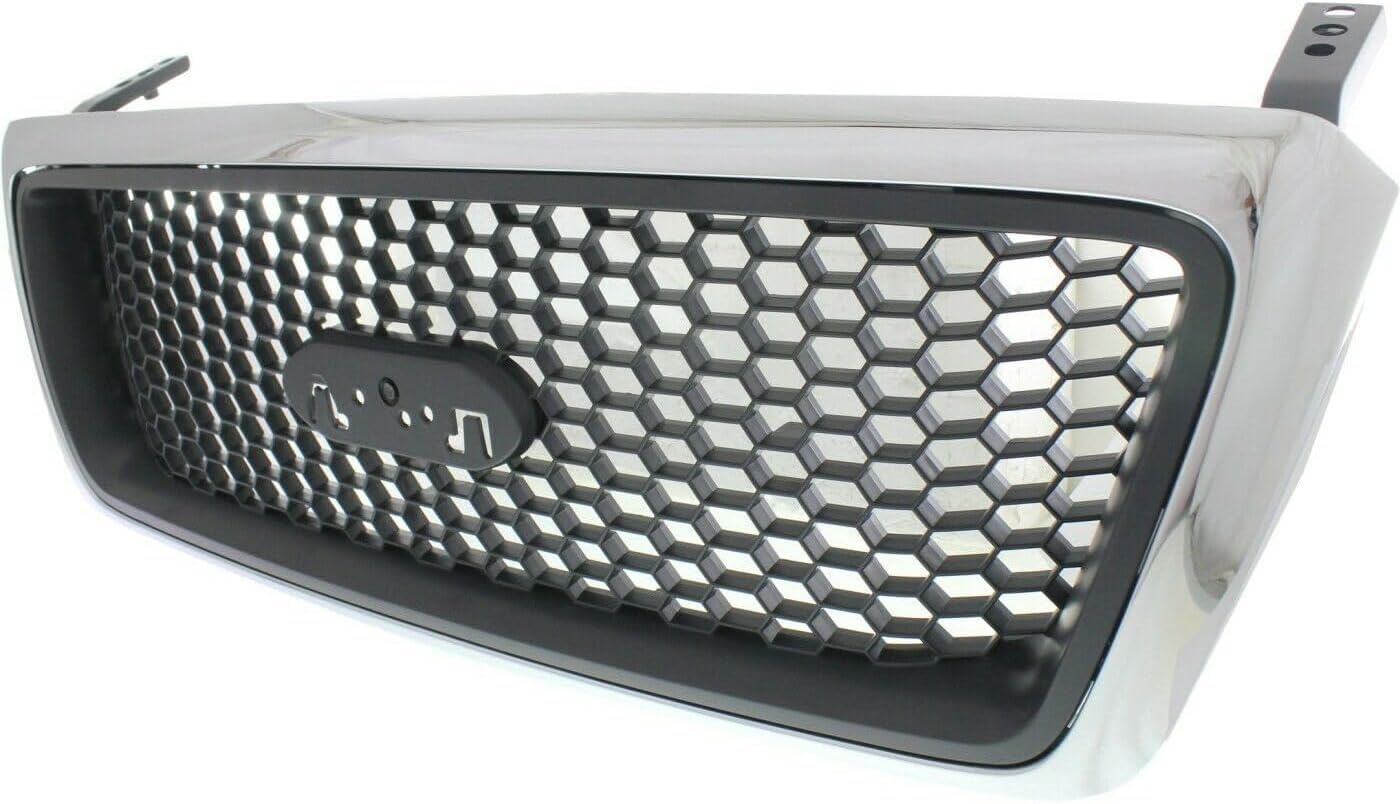 Front Grille Chrome Shell With Black Insert Direct Replacement Compatible With 2006-2008 Ford F-150 FO1200469 7L3Z8200CA