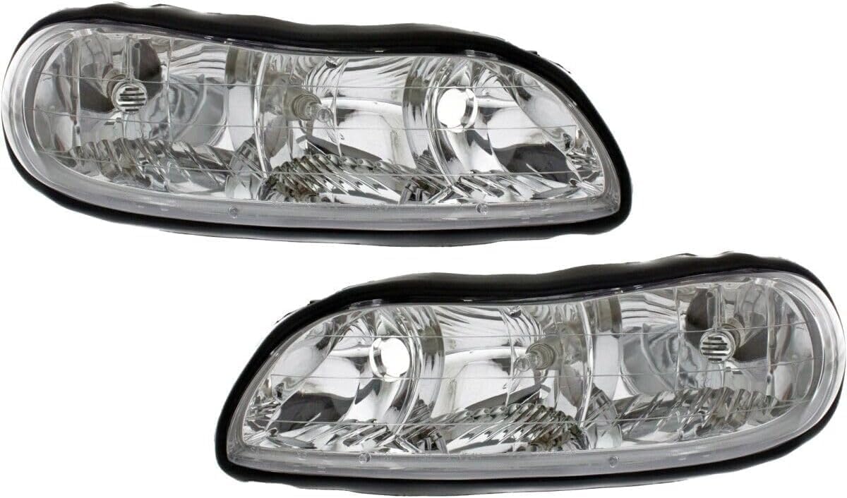 Set Of 2 Front Headlight Composite Assembly Right Passenger & Left Driver Side Direct Replacement Compatible With 2004-2005 Chevrolet Classic / 1997-2003 Malibu GM2502154 GM2503154