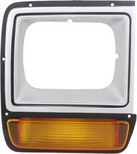 Front Grille Insert Chrome Plastic + Headlight Bezels Painted Silver Right Passenger & Left Driver Side Direct Replacement Compatible With Dodge Full Size Pickup 1986-1990 CH1200103