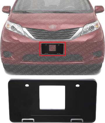 Front License Plate Bracket Textured Plastic Direct Replacement Compatible with 2011-2017 Toyota Sienna TO1068119 7510108010