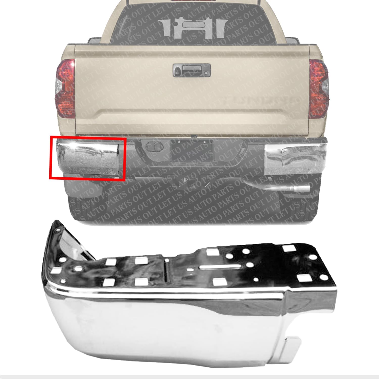 Rear Bumper End Cap Chrome Steel Left Driver Side Direct Replacement Compatible With 2014-2021 Toyota Tundra TO1104123 521520C030