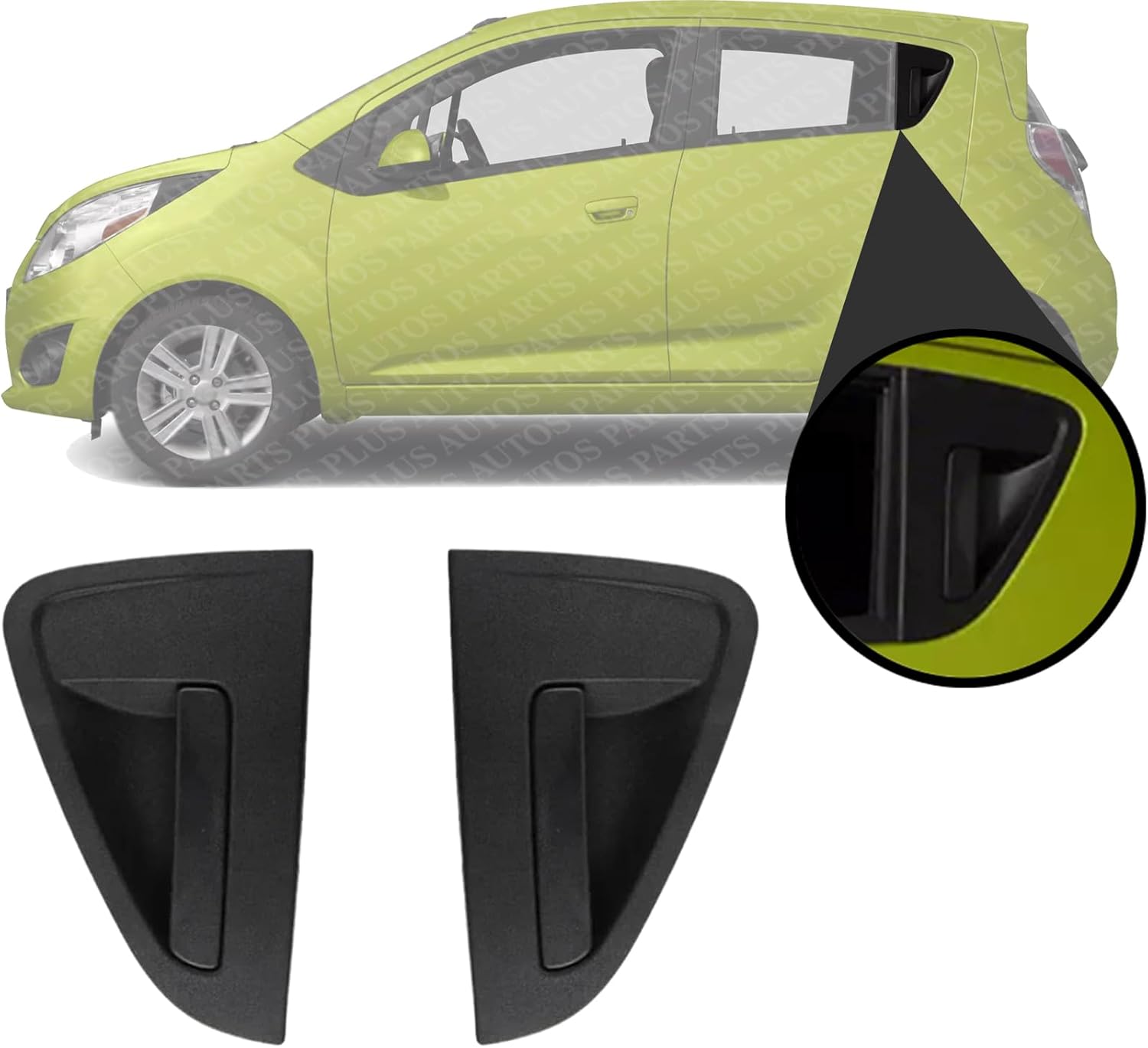 Set of 2 Rear Exterior Door Handles Textured Plastic Right Passenger & Left Driver Side Direct Replacement Compatible with 2013-2015 Chevrolet Spark 95987921 95987920