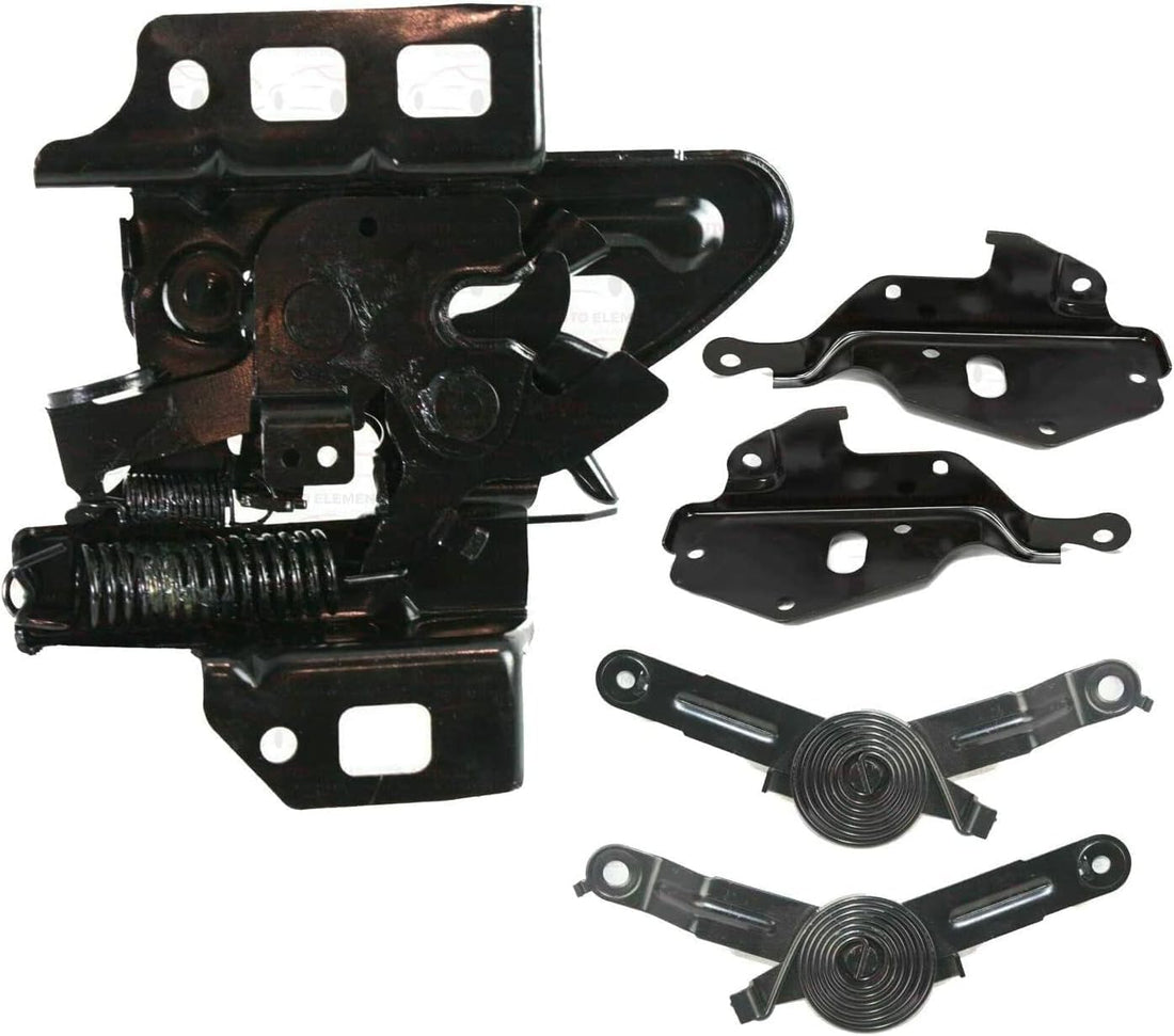 Front Hood Latch Lock + Hood Hinges + Spring Left Driver & Right Passenger Side Direct Replacement Compatible With 2003-2006 Chevrolet Silverado 1500 2500HD 3500 GM1236110