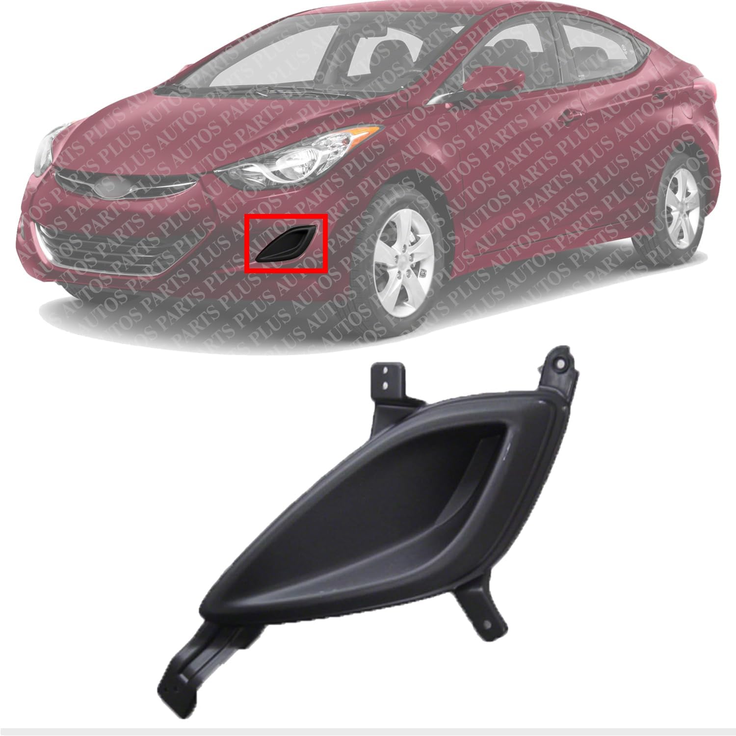 Front Fog Light Cover Textured Left Driver Side Direct Replacement Compatible With 2011-2013 Hyundai Elantra HY1038112 865633Y000