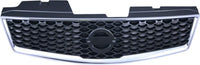 Front Grille Chrome Shell/Painted Dark Gray Insert Direct Replacement Compatible With 2007-2012 Nissan Sentra NI1200235 62070ZE90B