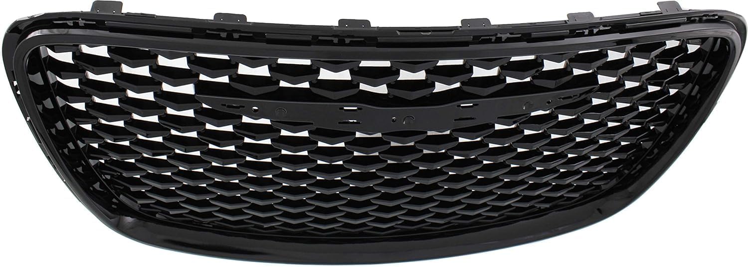 Front Grille Assembly Shiny Black Shell And Insert Direct Replacement Compatible With 2015-2022 Chrysler 300 CH1200393 5SW18DX8AE
