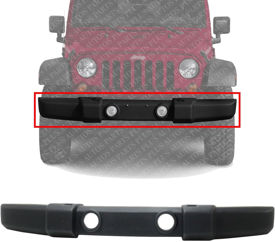 Front Bumper Cover Textured With Fog Light & Tow Hook Holes Direct Replacement Compatible With 2007-2018 Jeep Wrangler CH1000900 1FN67RXFAA