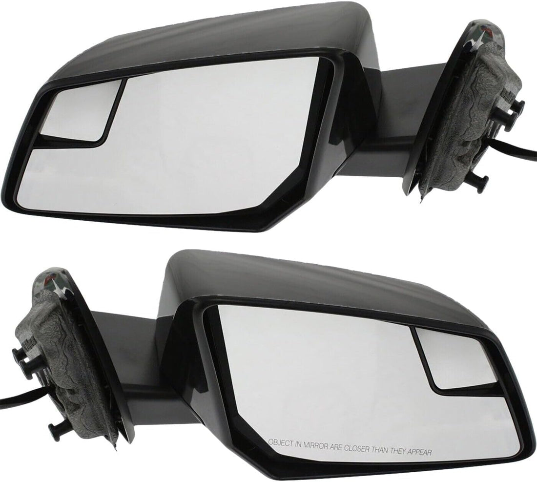 Set Of 2 Front Power Mirror Manual Folding Heated Primed Left Driver & Right Passenger Side Direct Replacement Compatible With 2009-2017 Chevrolet Traverse GM1320383 GM1321383
