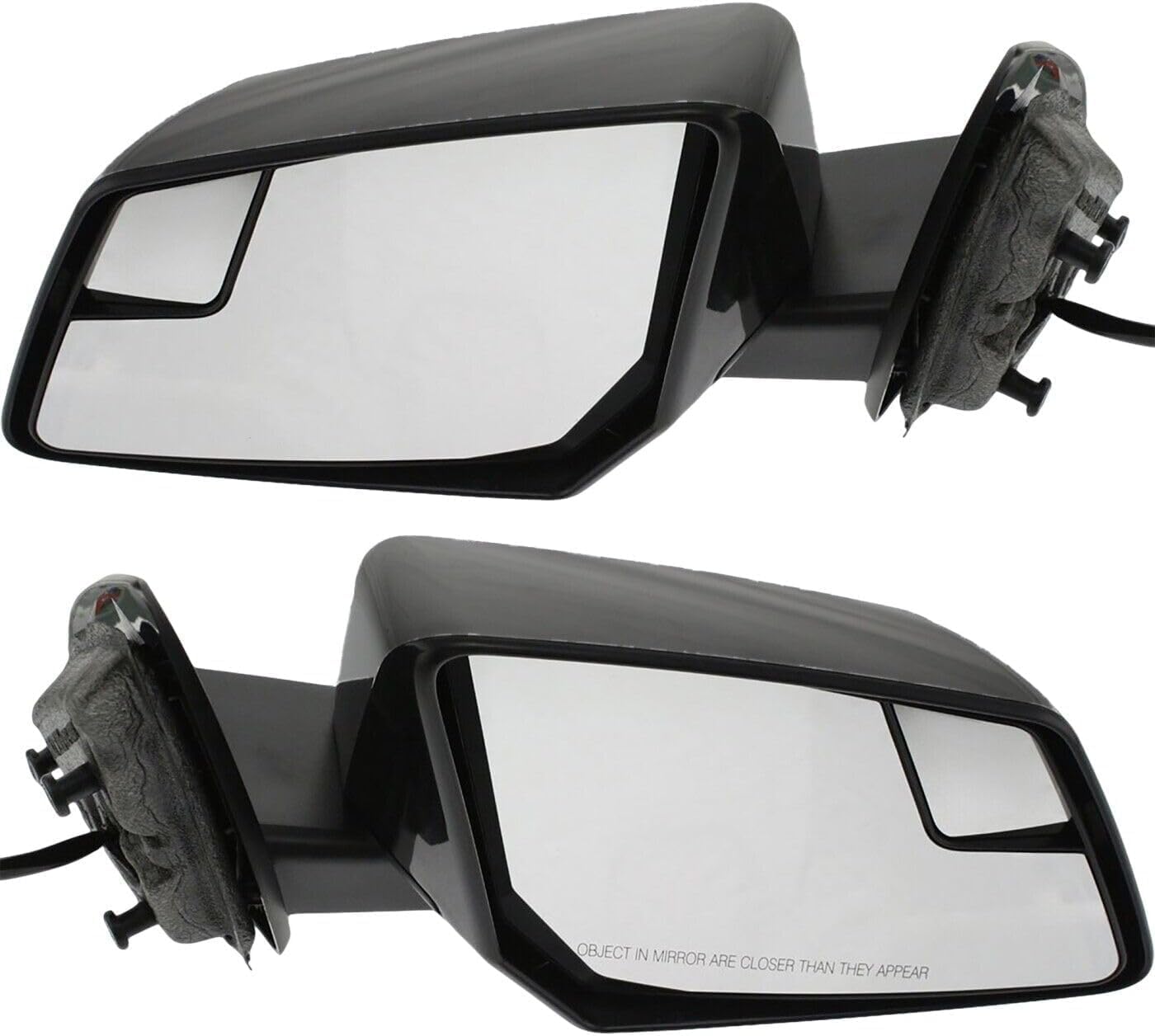 Set Of 2 Front Power Mirror Manual Folding Heated Primed Left Driver & Right Passenger Side Direct Replacement Compatible With 2009-2017 Chevrolet Traverse GM1320383 GM1321383