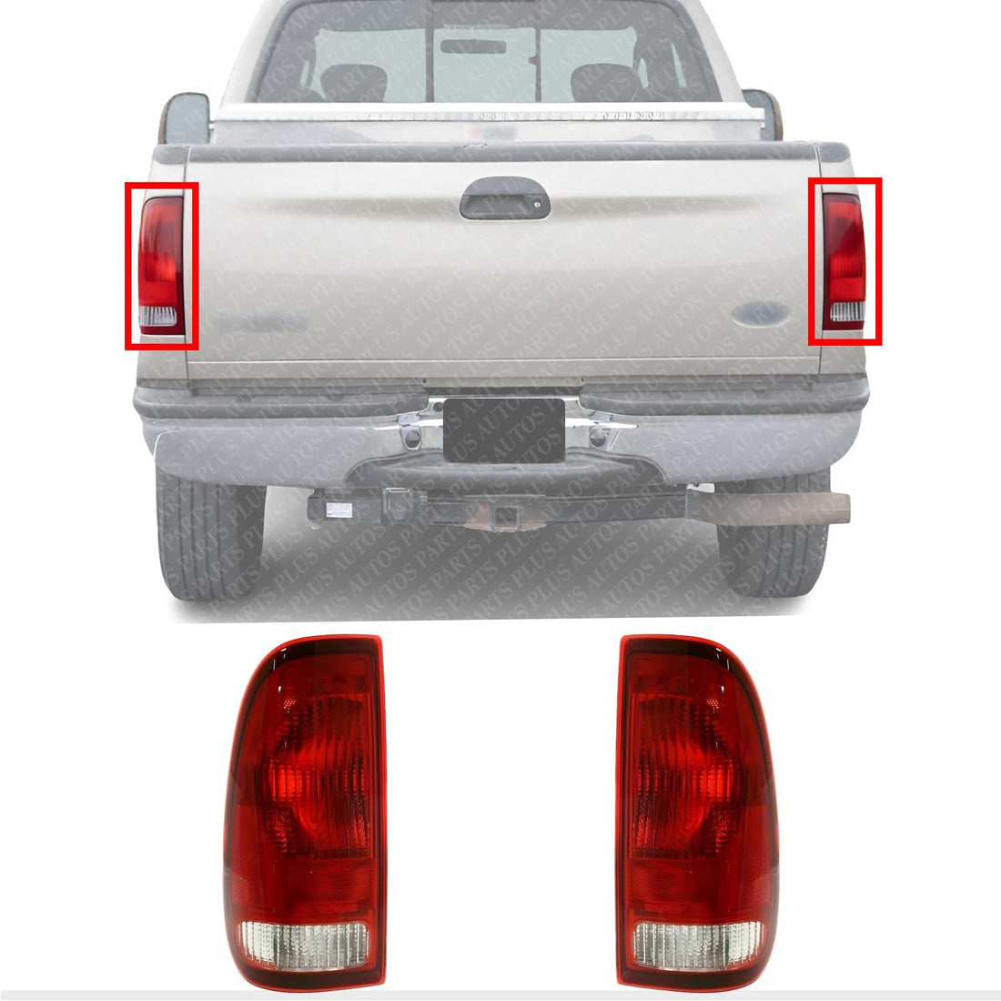 AUTOS PARTS PLUS Set Of 2 Tail Light Assembly Left Driver & Right Passenger Side Direct Replacement Compatible With 1997-2003 Ford F-150/1999-2007 Ford F-Series Super Duty FO2801117 FO2800117