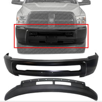 AUTOS PARTS PLUS Front Bumper Primed Steel Without Fog Light Holes + Lower Valance Air Dam Textured Direct Replacement Compatible With 2013-2018 Ram 2500 3500 CH1002389 CH1090149 1MQ01TZZAB 1MQ01RXFAB