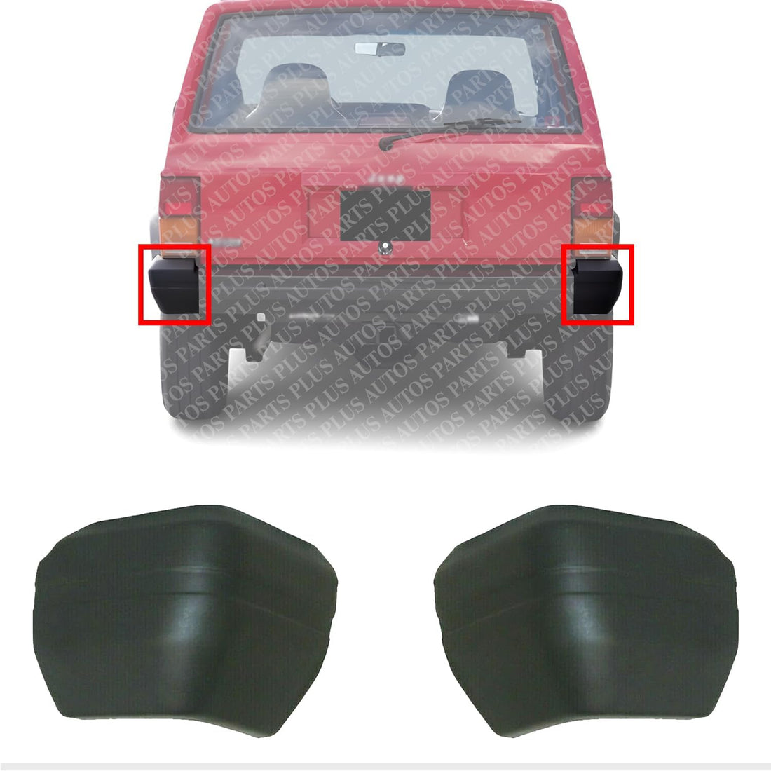 Set Of 2 Rear Bumper End Cap Textured Left Driver & Right Passenger Side Direct Replacement Compatible With 1984-1990 Jeep Wagoneer / 1984-1996 Cherokee CH1105137 CH1104136 55029244