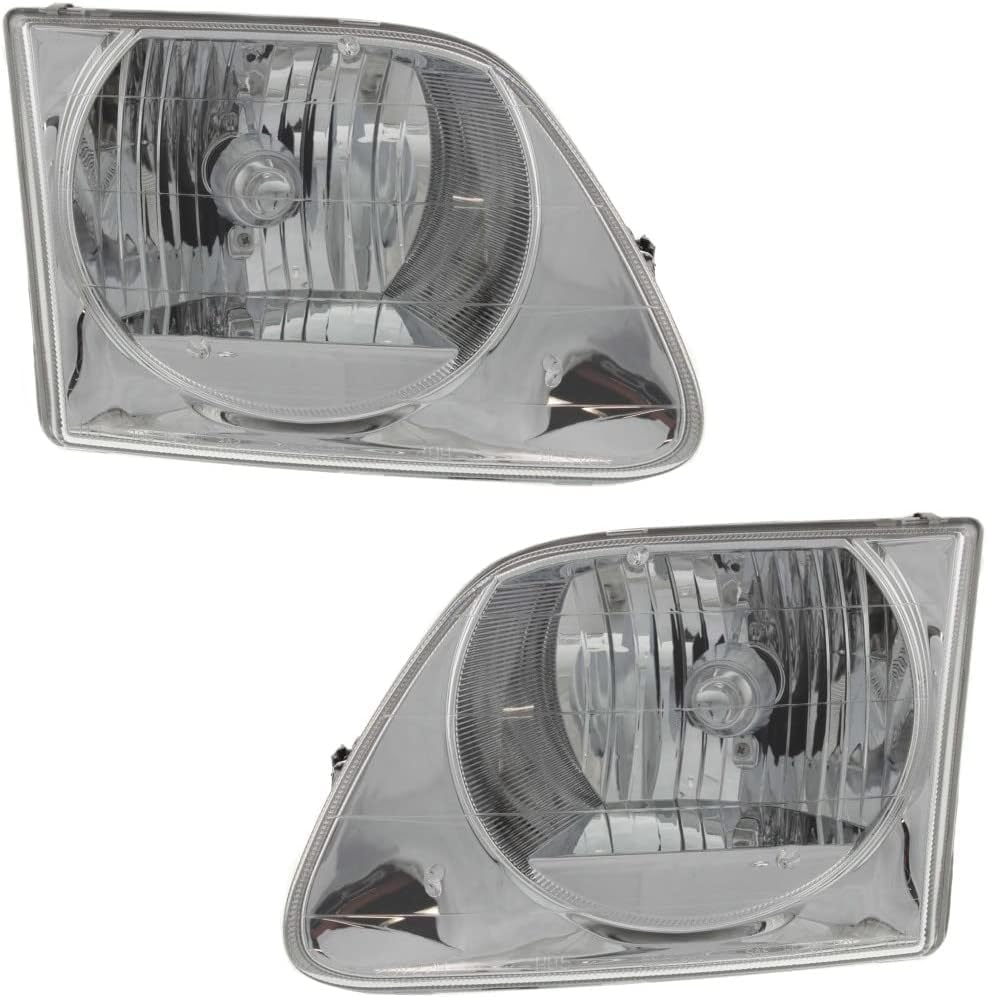 Set Of 2 Front Head Light Assembly Left Driver & Right Passenger Side Direct Replacement Compatible With 1997-2003 Ford F-150 FO2502182 FO2503182 3L3Z13008FA 3L3Z13008EA
