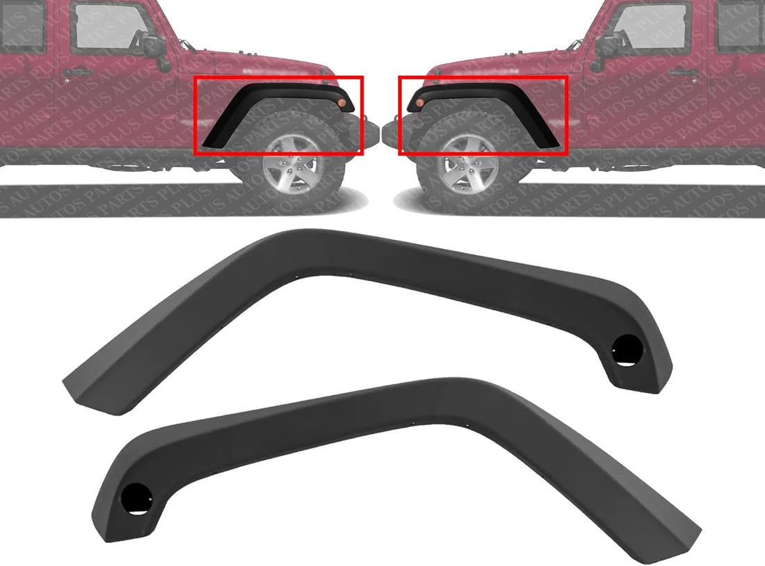 Set Of 2 Front Fender Flare Textured Left Driver & Right Passenger Side Direct Replacement Compatible With 2007-2018 Jeep Wrangler CH1269119 CH1268119 5KF08RXFAH 5KF16RXFAE 5KF09RXF