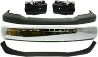 Front Bumper Chrome Steel + Upper Cover + Lower Valance Textured + Bracket Left & Right Side Direct Replacement Compatible With 2003-2017 GMC Savana/Chevrolet Express 1500 2500 3500