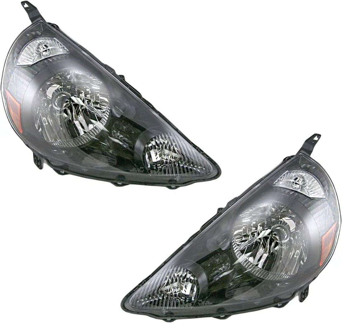 Set Of 2 Front Head Light Assembly Black Interior Left Driver & Right Passenger Side Direct Replacement Compatible With 2007-2008 Honda Fit 33101SLNA01ZC-PFM 33151SLNA01Z
