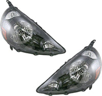 Set Of 2 Front Head Light Assembly Black Interior Left Driver & Right Passenger Side Direct Replacement Compatible With 2007-2008 Honda Fit 33101SLNA01ZC-PFM 33151SLNA01Z