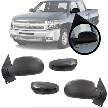 AUTOS PARTS PLUS Front Power Mirror Manual Folding With 1 Primed And 1 Textured Cap Right & Left Side Direct Replacement Compatible With Silverado/Sierra 1500 2007-2013/2500 HD 3500 HD 07-14