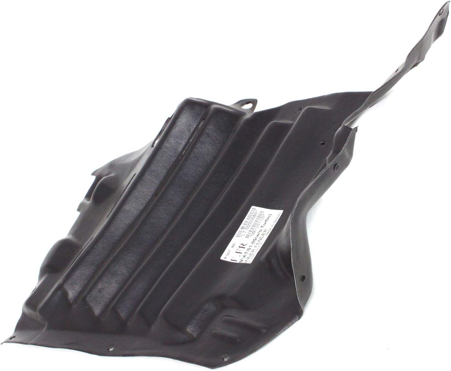 Front Section Fender Liner Right Passenger Side Direct Replacement Compatible With 2001-2005 Mazda Miata MA1251109 N06756132