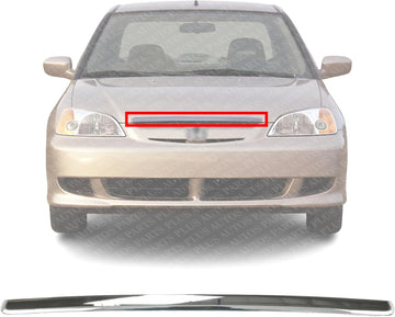 Front Hood Molding Chrome Direct Replacement Compatible With 2001-2003 Honda Civic HO1235102 75120S5A003