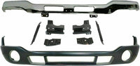 AUTOS PARTS PLUS Front Bumper Chrome Steel With Brackets + Lower Valance Primed With Fog Light Holes Direct Replacement Compatible With GMC Sierra 1500 2500HD 3500 2003-2006 GM1002463 GM1000684